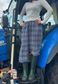 check straight leg trousers