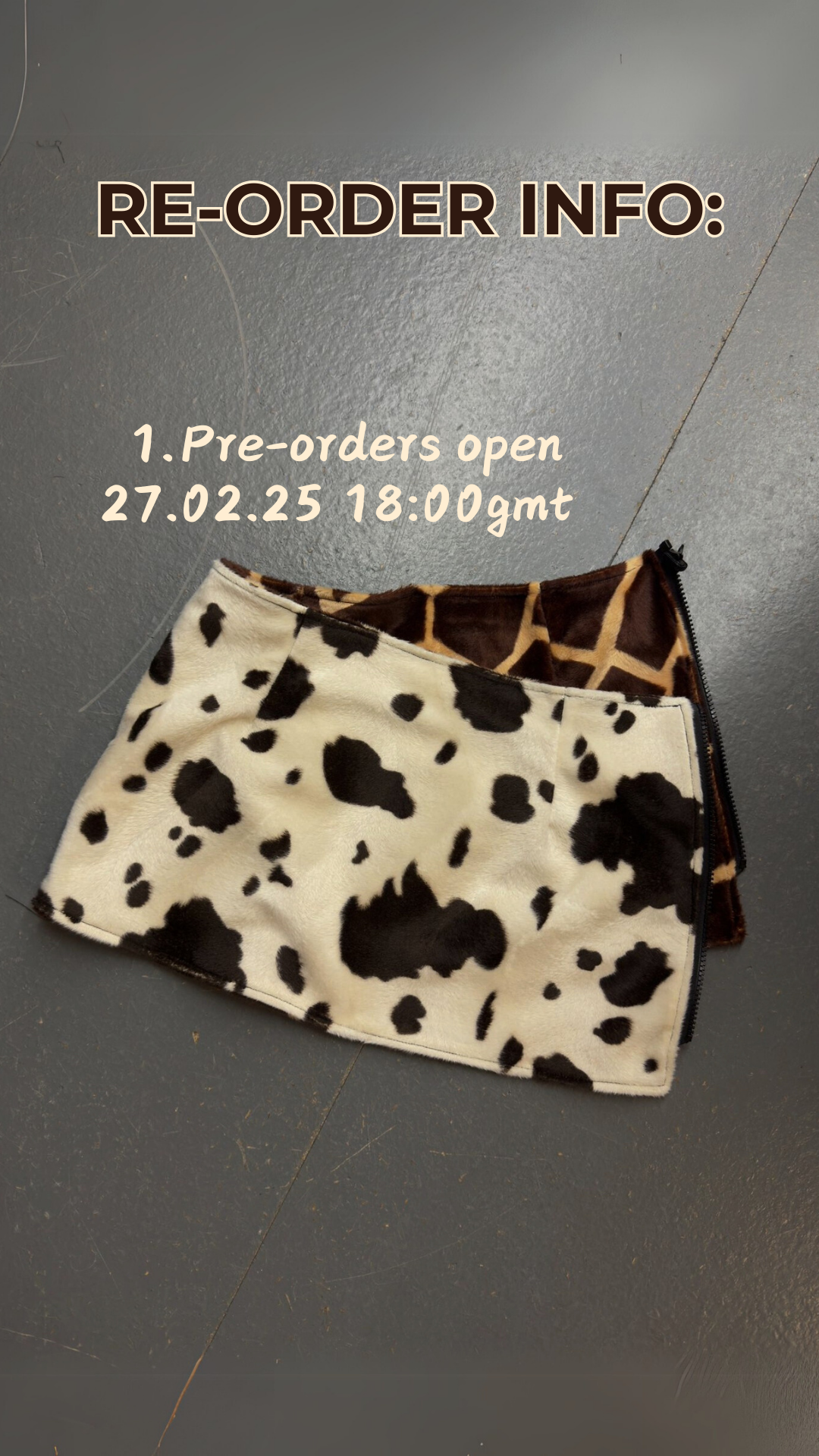 COW/GIRAFFE REVERSIBLE MINI SKIRT *PRE-ORDER*