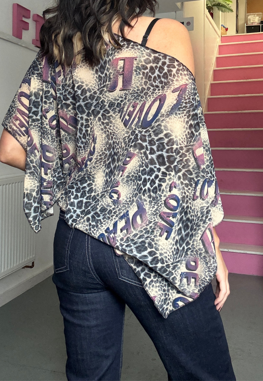 purple leopard poncho