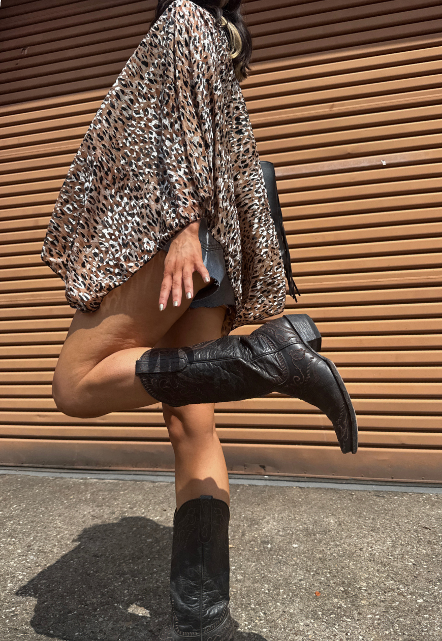 cream leopard mesh poncho *coming soon*