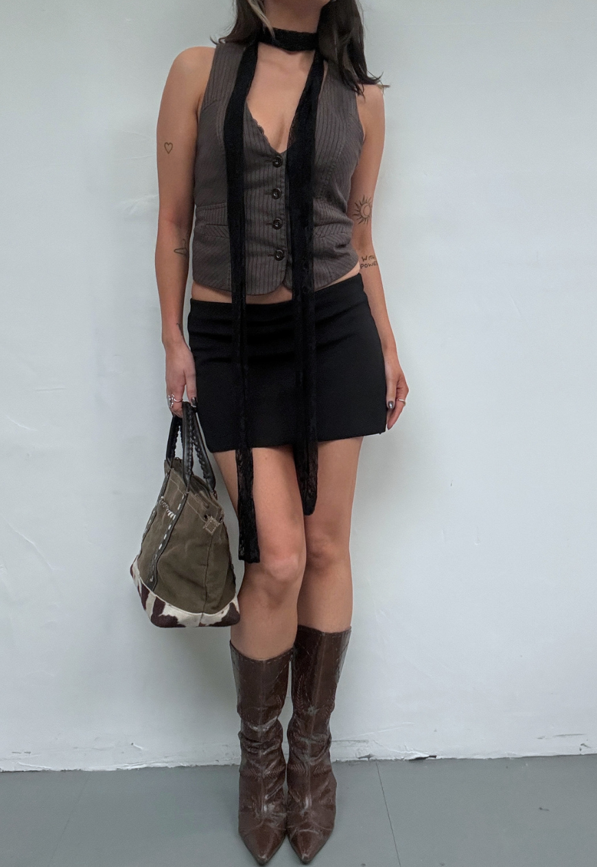 black lace skinny scarf