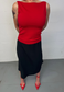 red slash neck top