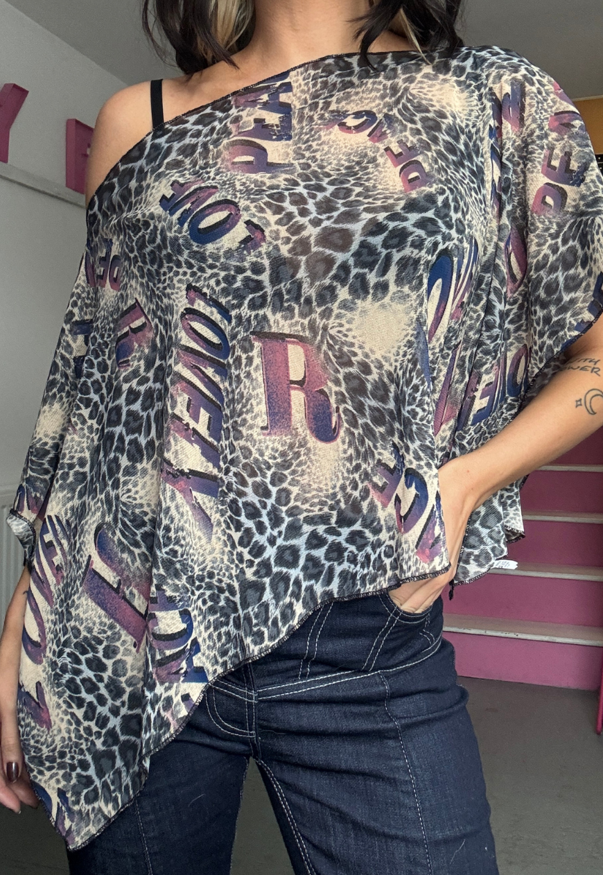 purple leopard poncho