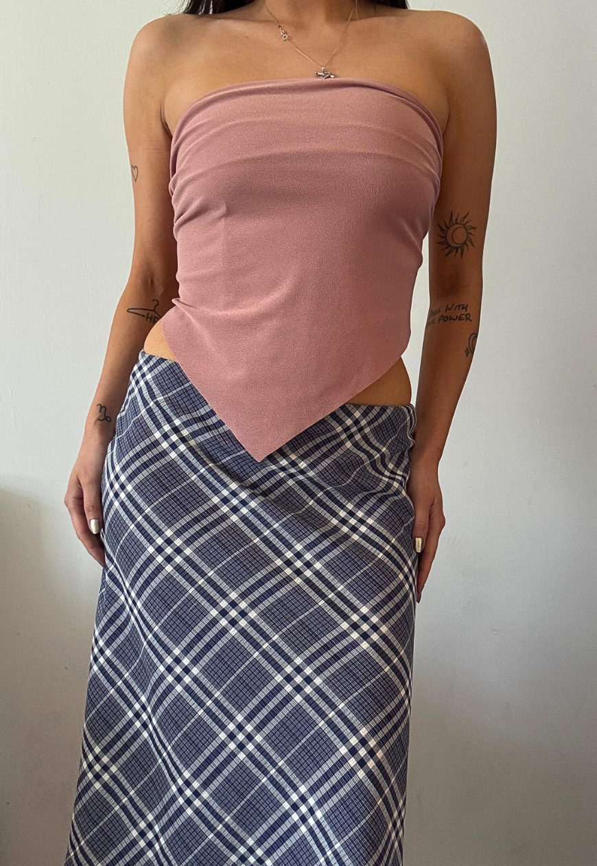 pink/mustard reversible hankie top