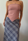 pink/mustard reversible hankie top