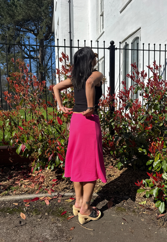 pink midi skirt