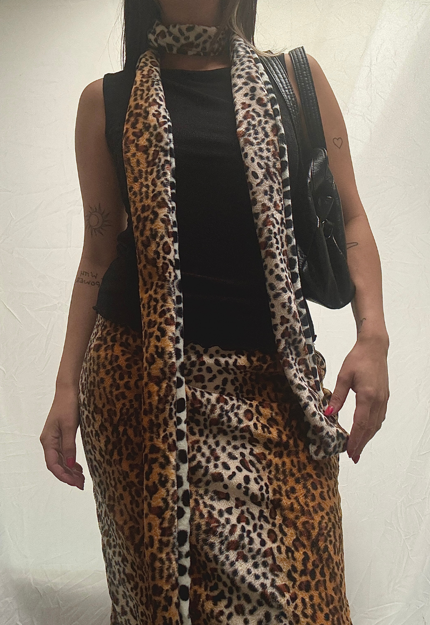 dalmatian/leopard reversible scarf