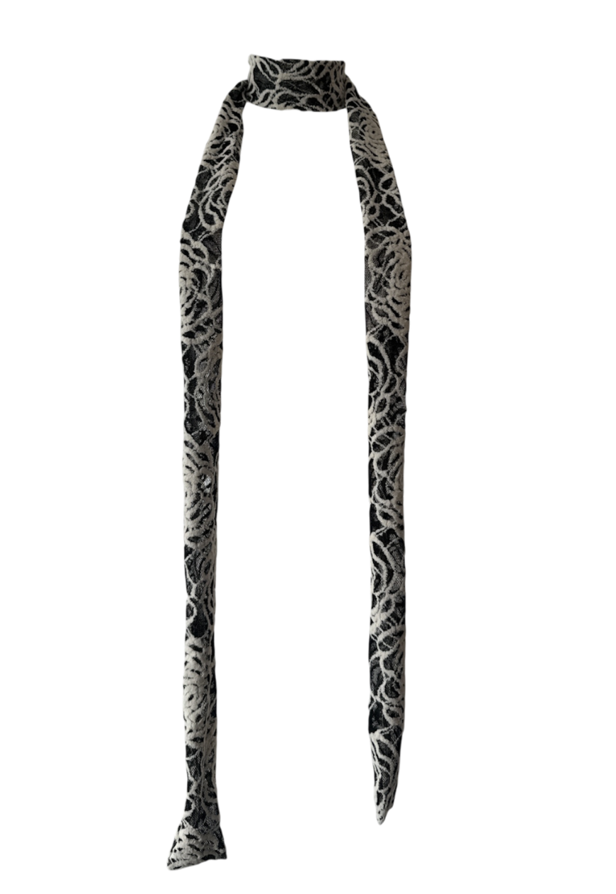cream web skinny scarf