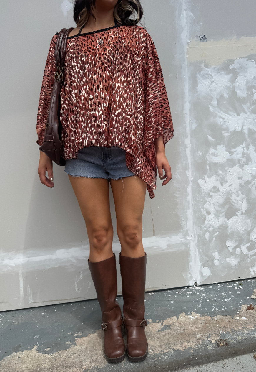 amber leopard mesh poncho *coming soon*
