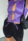 violet bengaline tie top