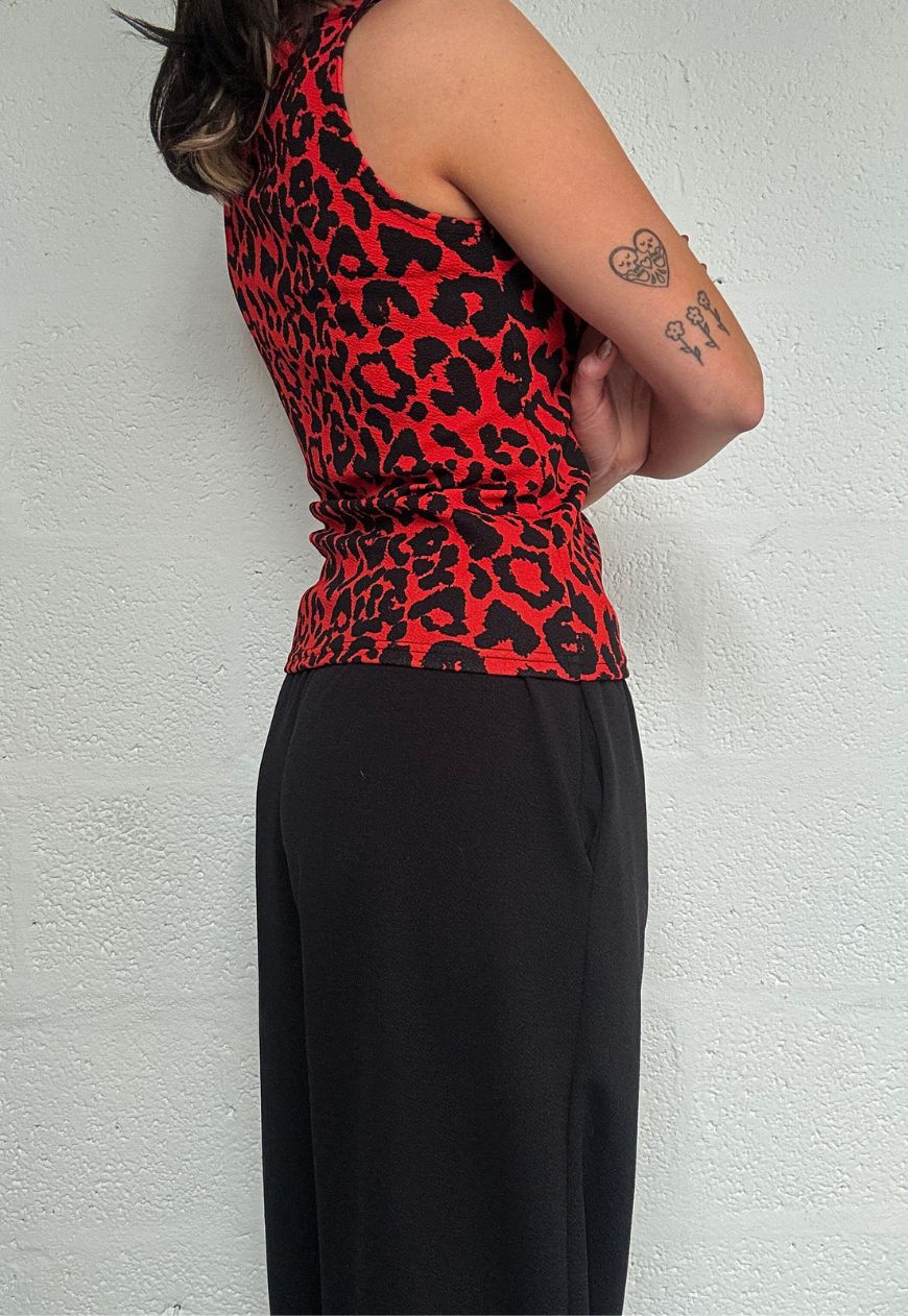 red leopard slash neck top