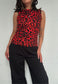 red leopard slash neck top