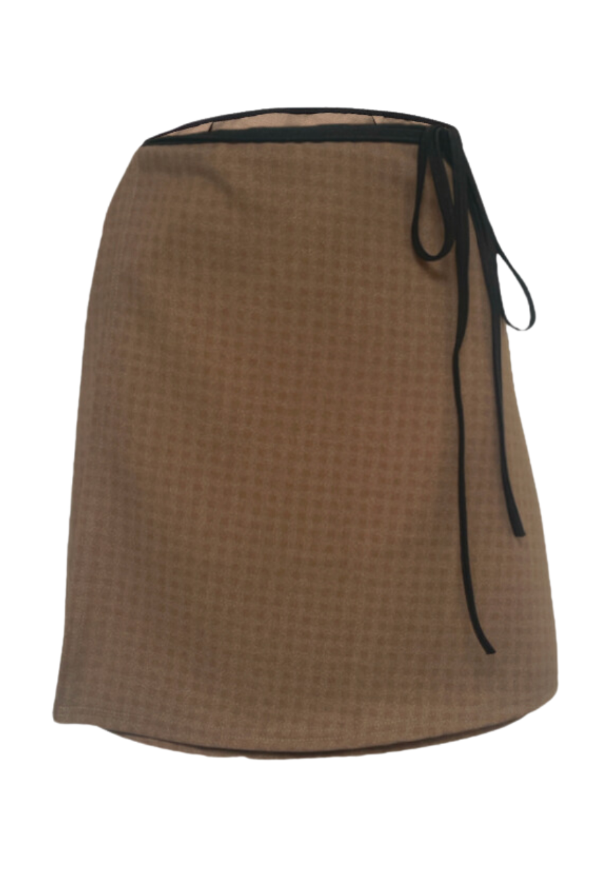 BROWN CHECK WRAP SKIRT *3RD GENERATION*