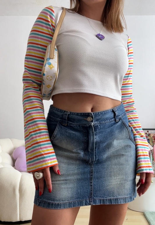 RAINBOW FLARE CROPPED TOP