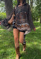 brown paisley mesh poncho *pre-order*