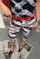 newsprint crepe capri pants