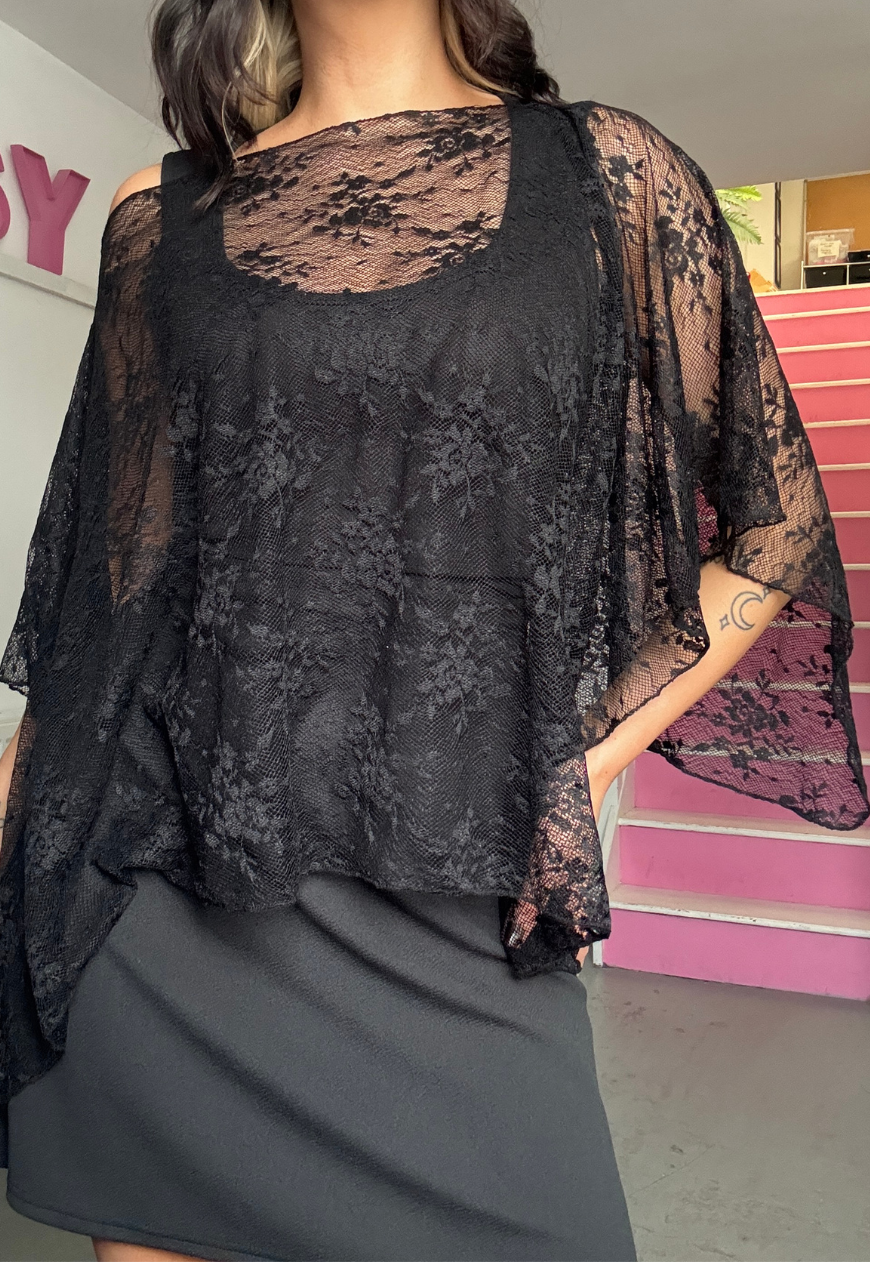 black lace poncho - square