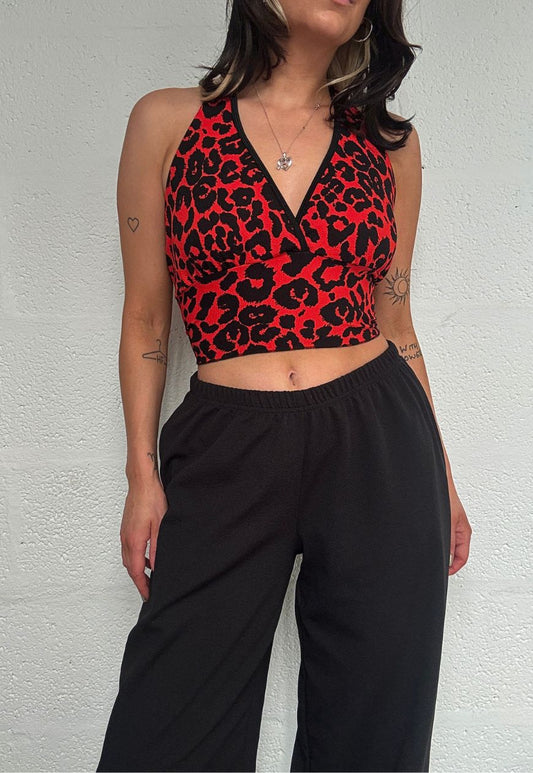 red leopard halter top