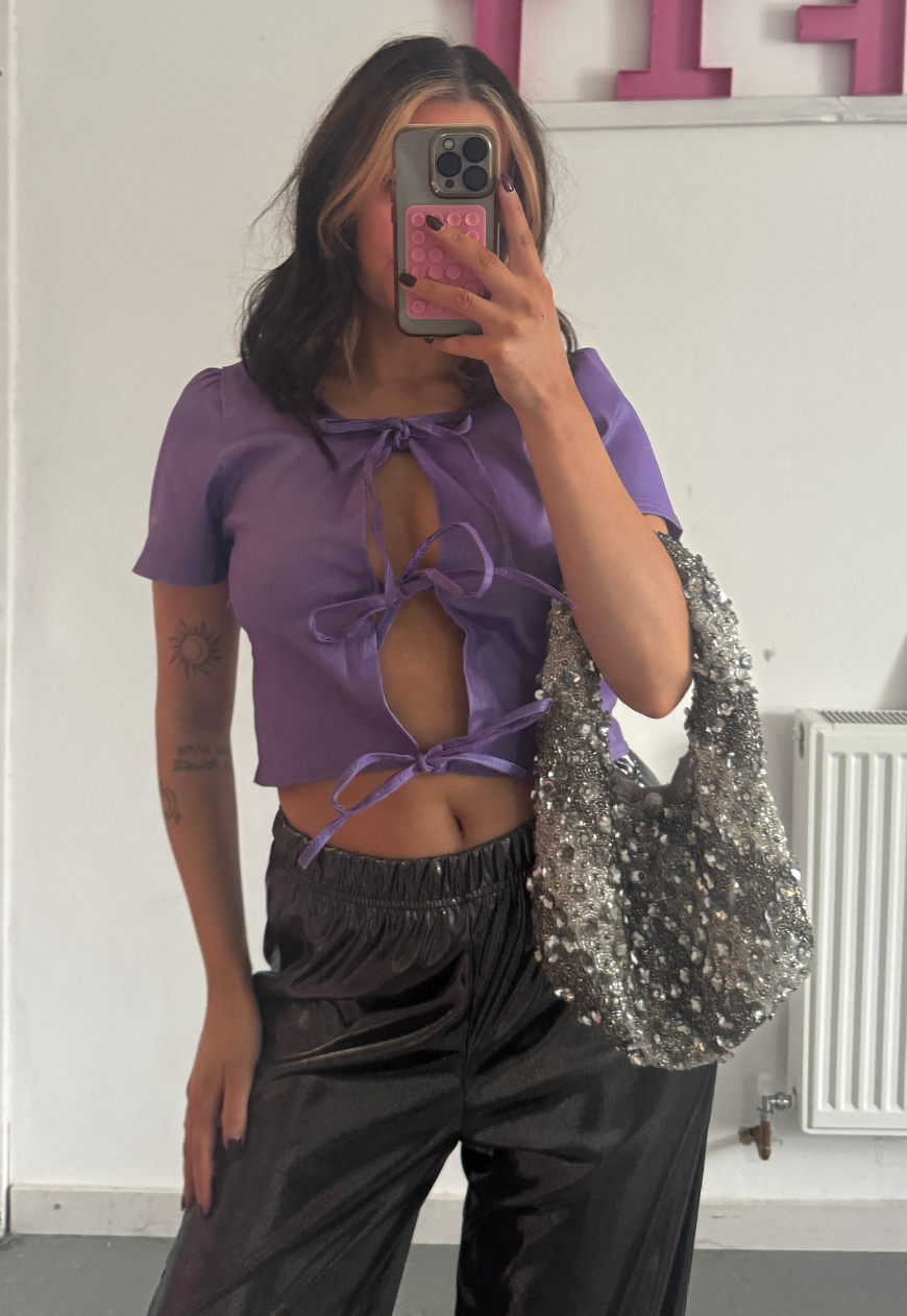 violet bengaline sleeved tie tip