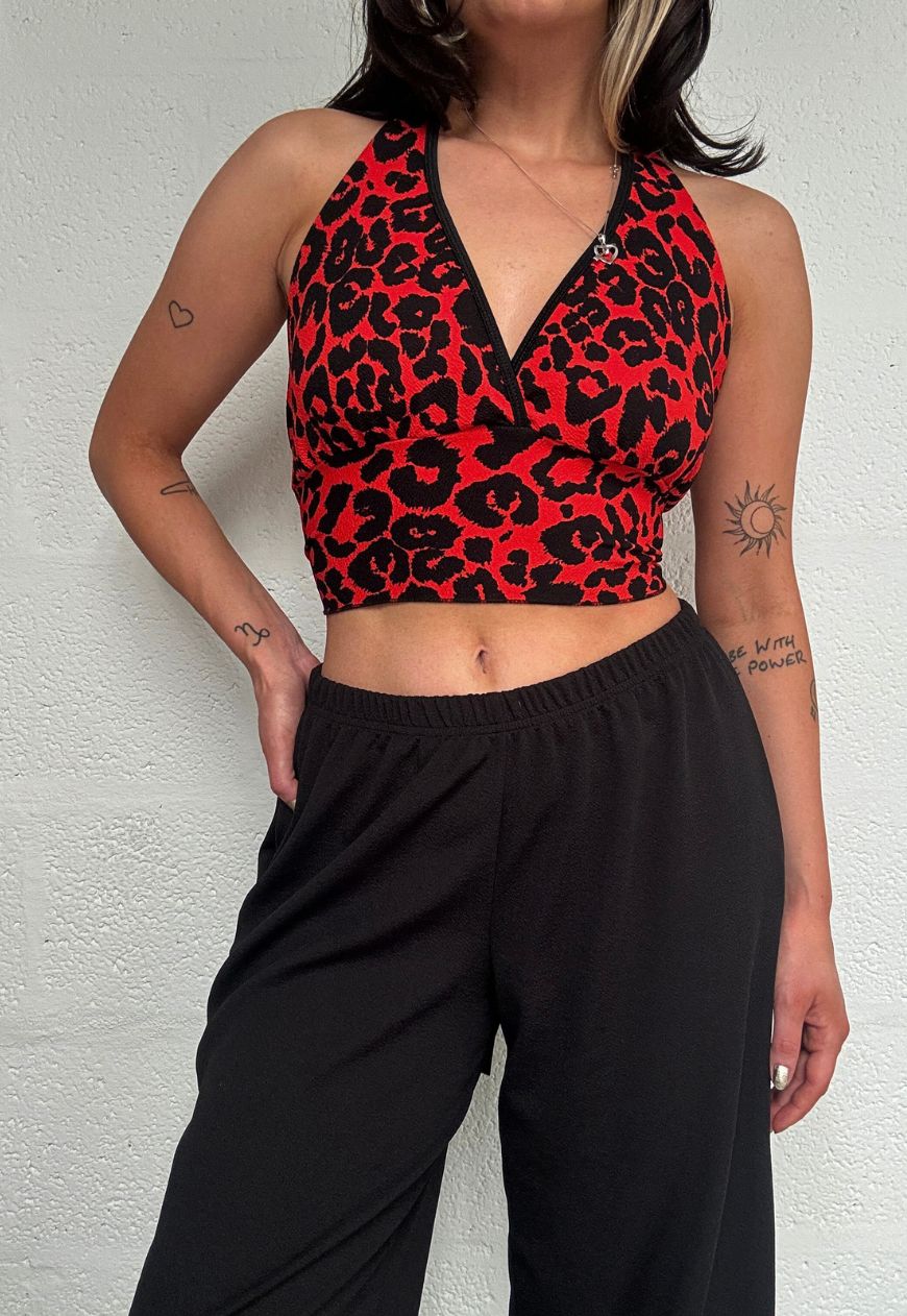 red leopard halter top
