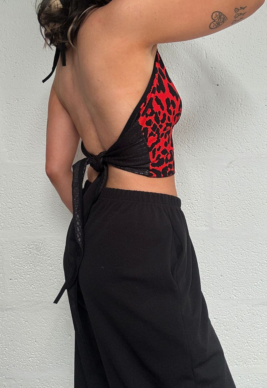 red leopard halter top