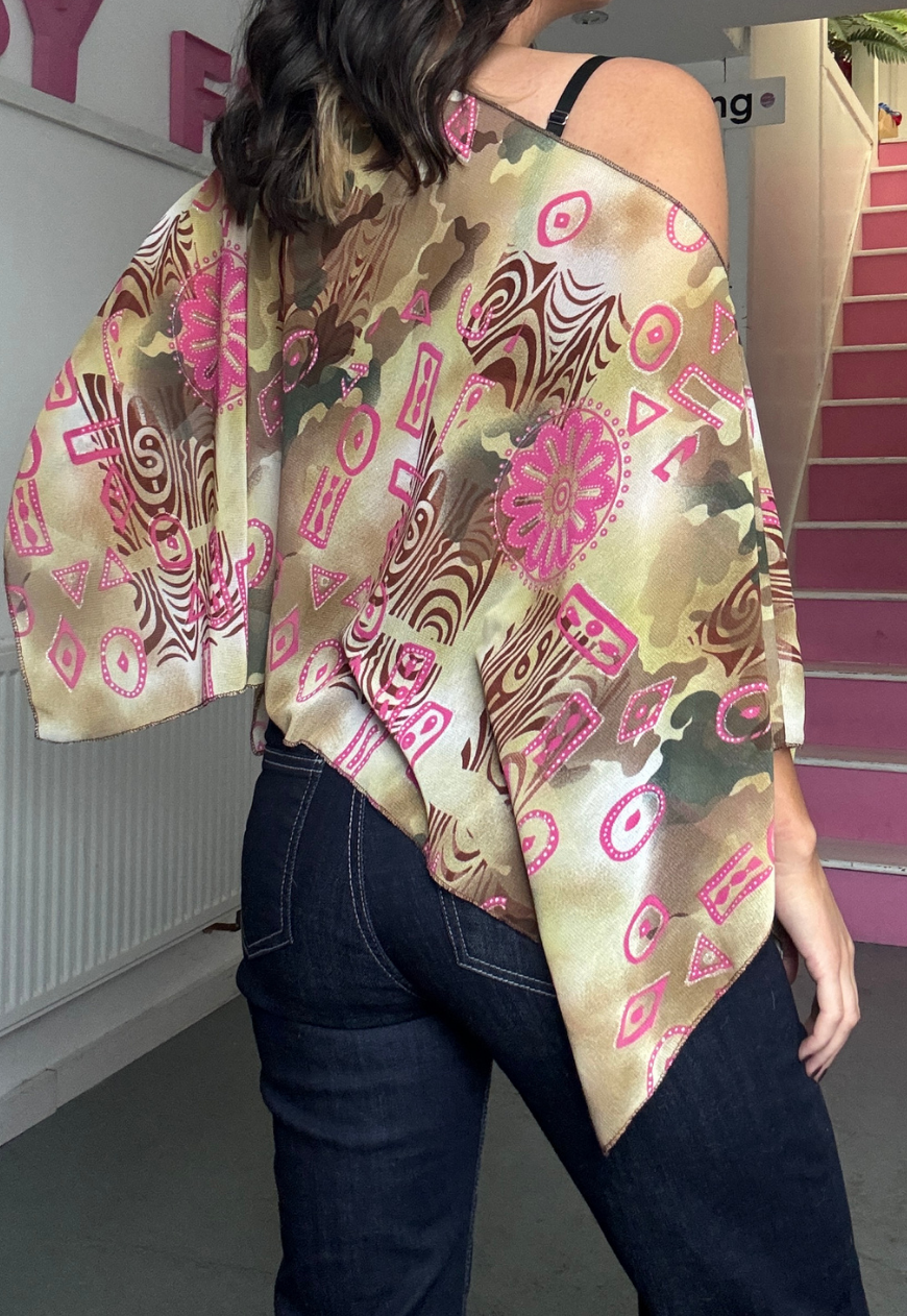 pink swirl poncho