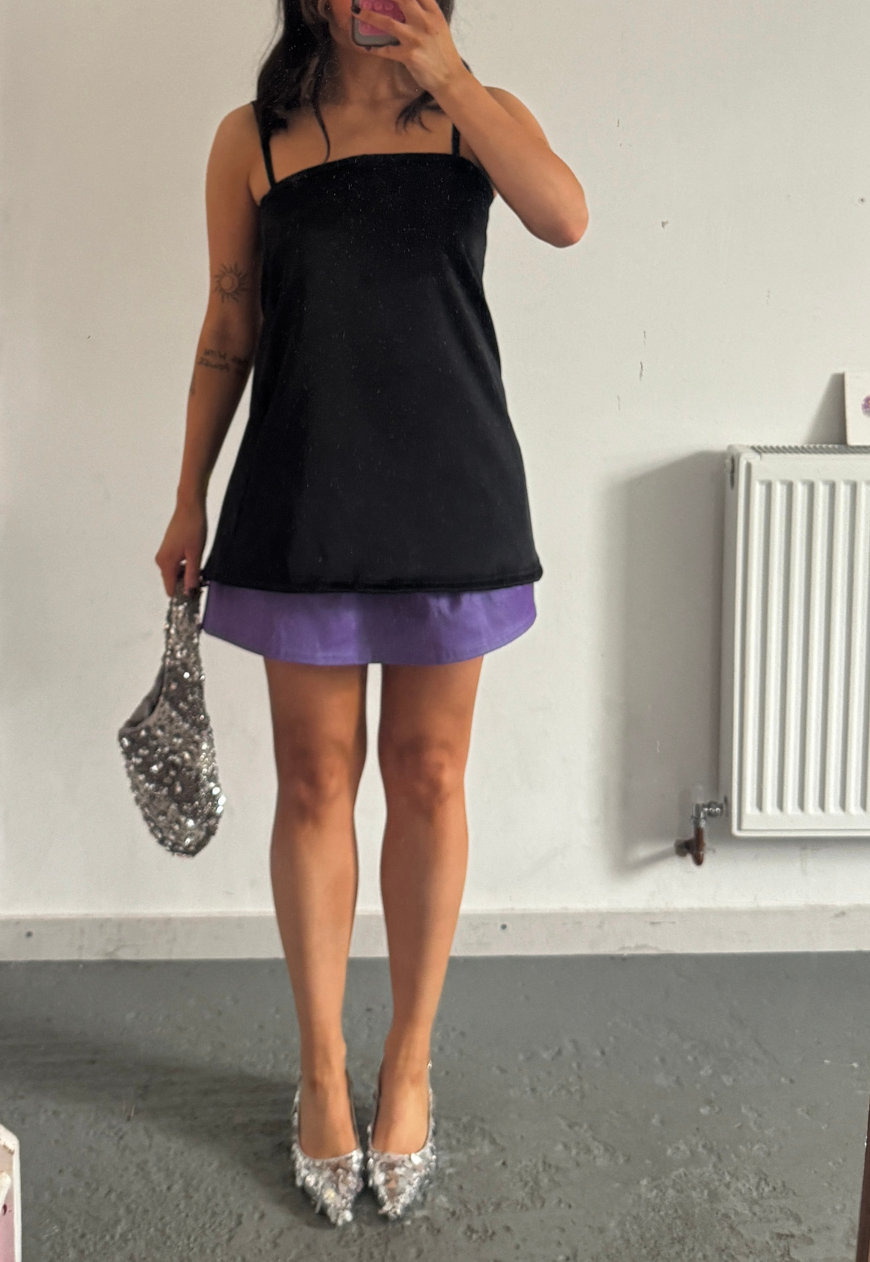 violet bengaline ruffle skirt