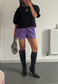 violet bengaline shorts