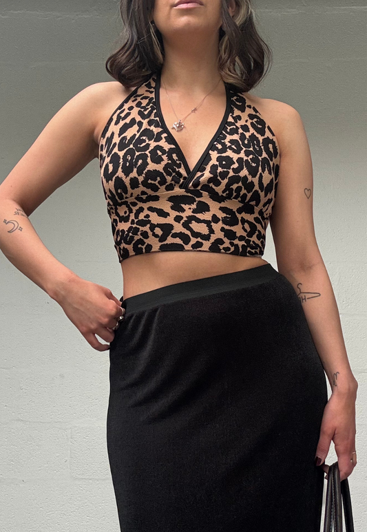 LEOPARD PRINT HALTER TOP