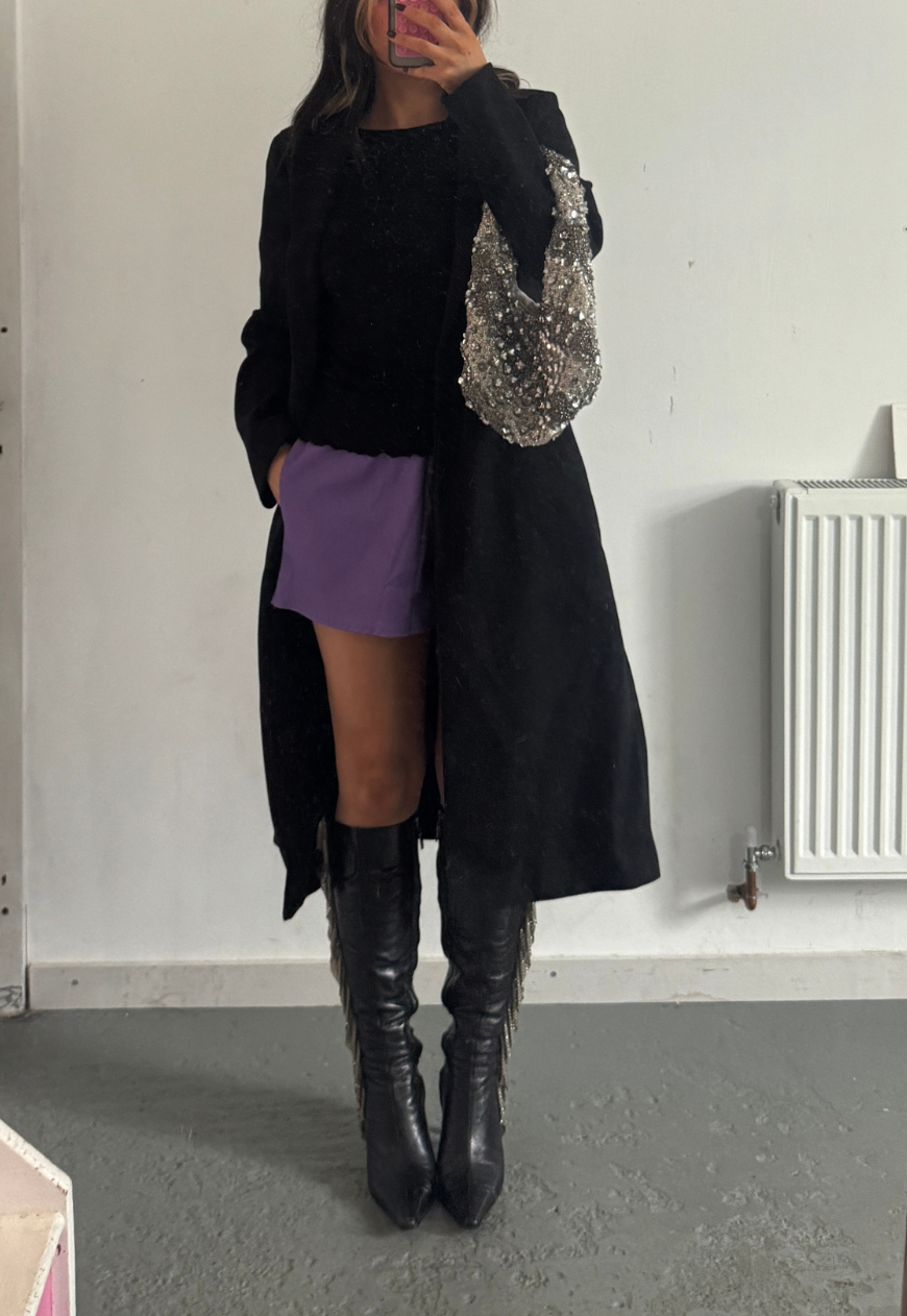 violet bengaline shorts