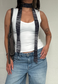 navy stripe plissé skinny scarf *coming soon*