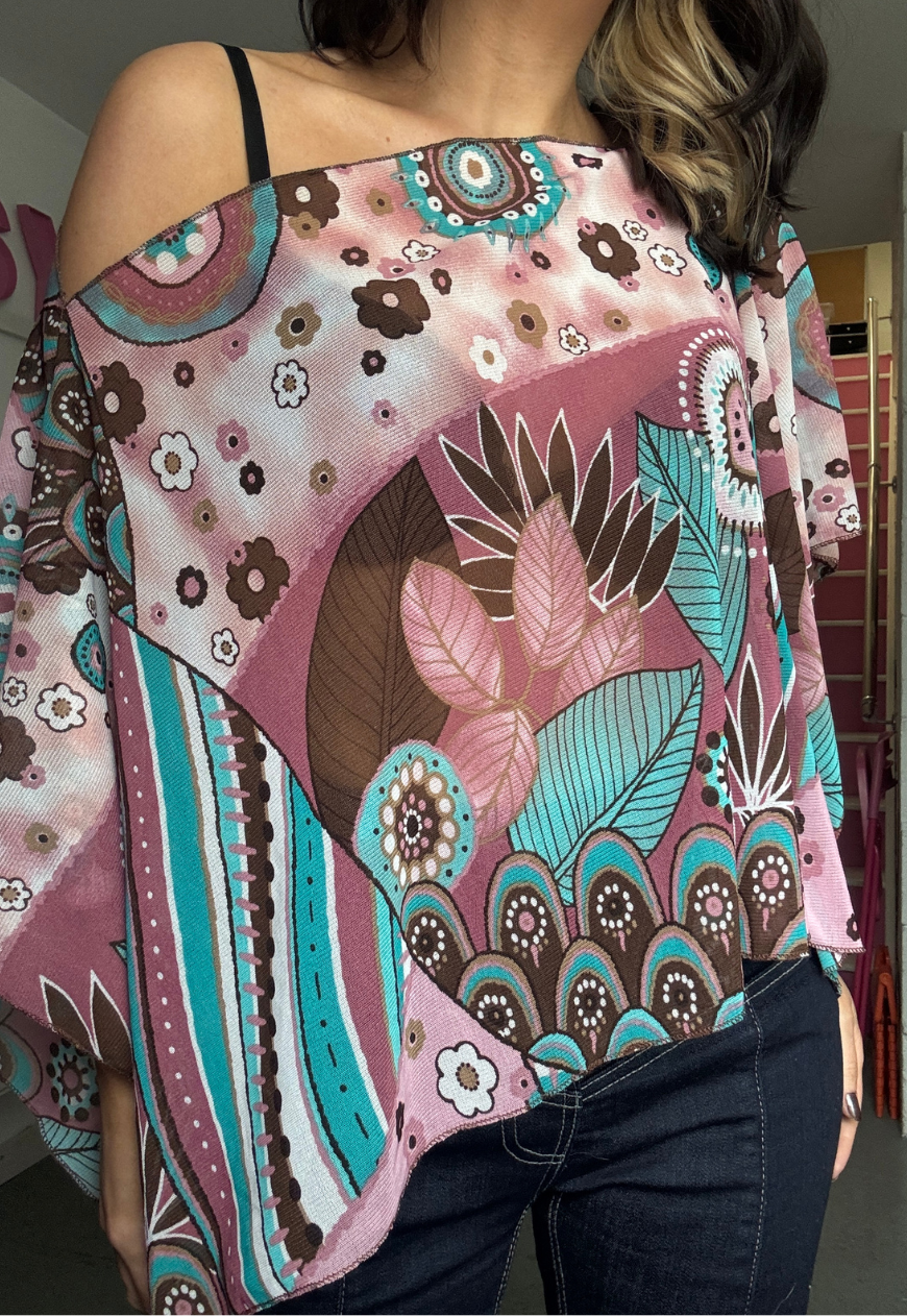 pink flower poncho
