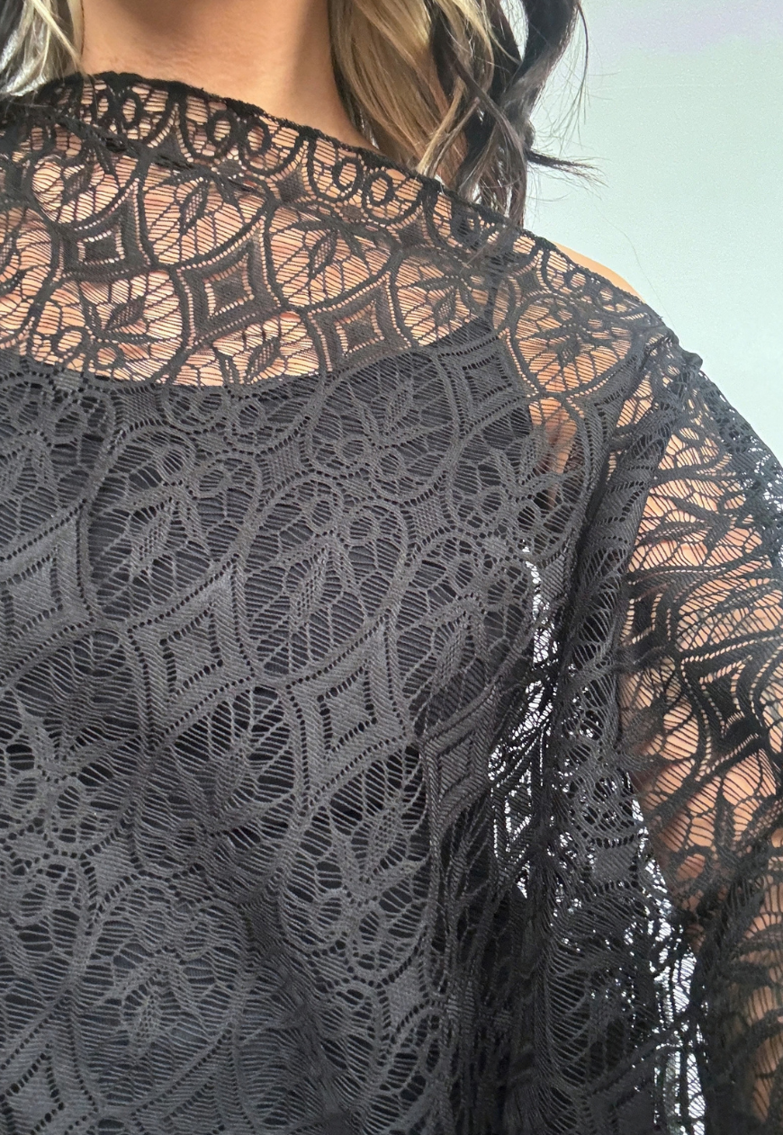 black diamond lace poncho - square