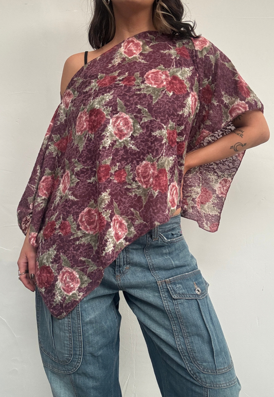 purple rose poncho - square