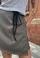 brown ruled wrap skirt