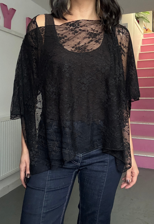 black lace poncho - square
