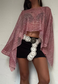 pink paisley glitter poncho - short