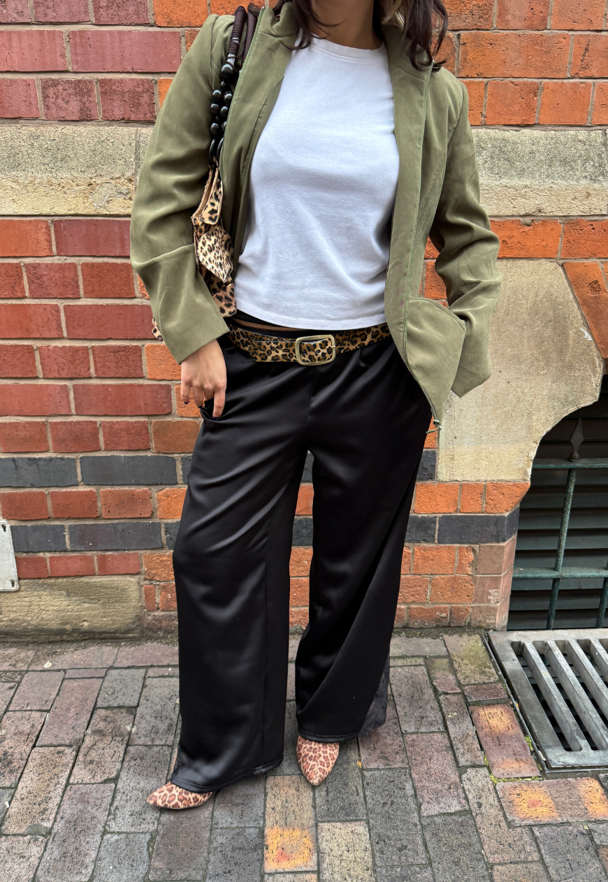 satin & lace straight leg trousers