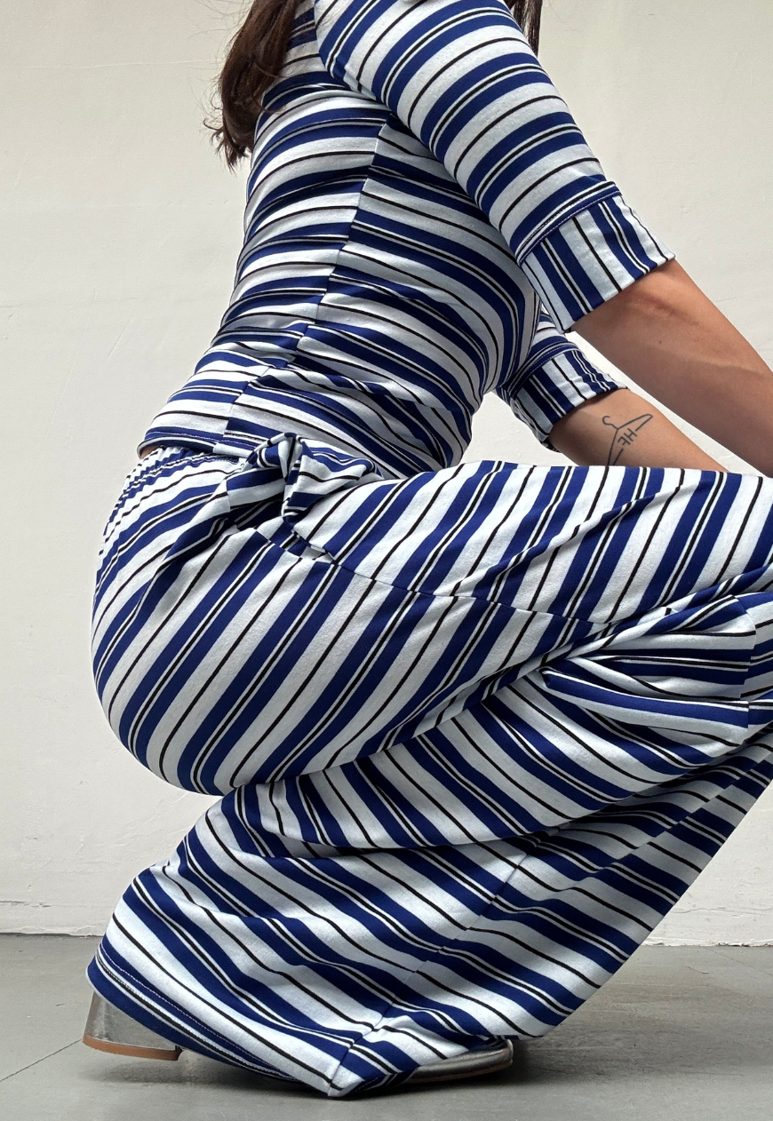 blue stripe soft trousers