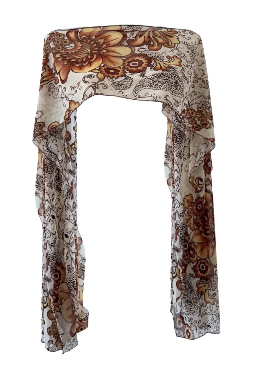 brown floral cape