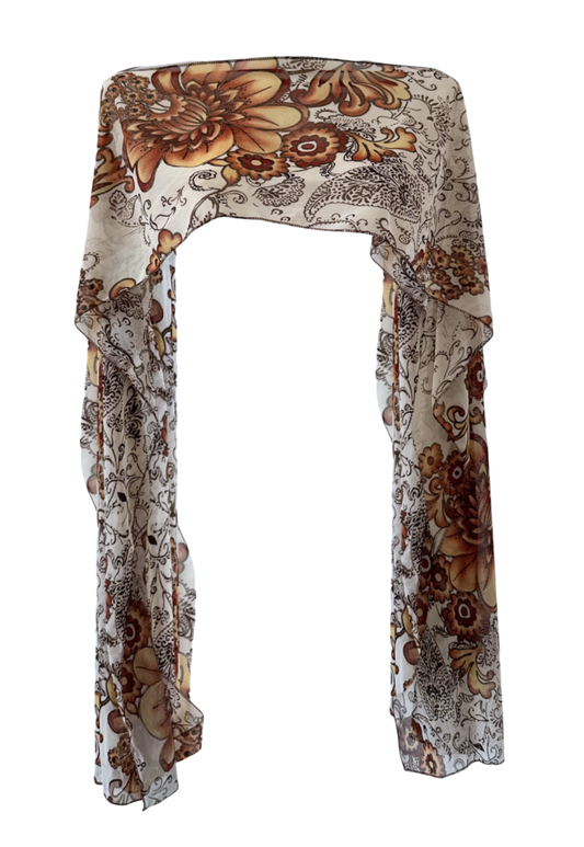 brown floral cape