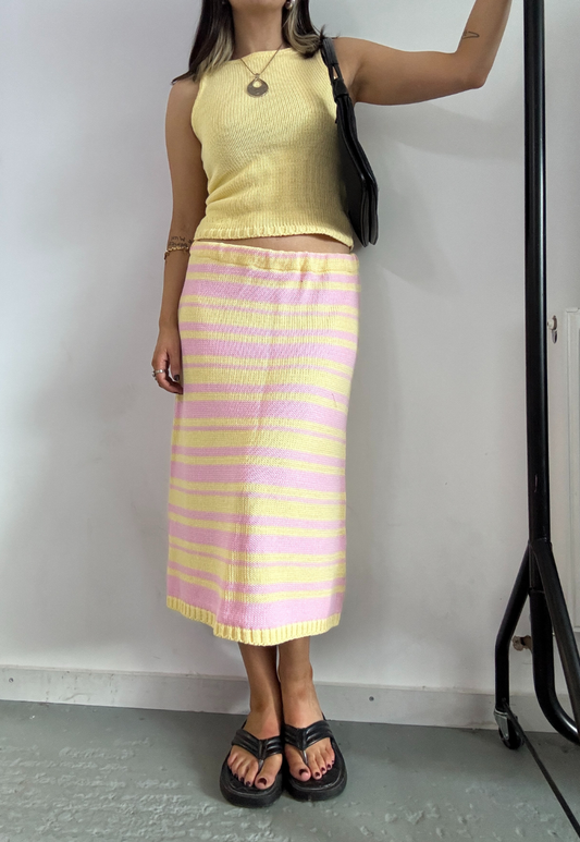 RHUBARB & CUSTARD HISSY KNIT MIDI SKIRT