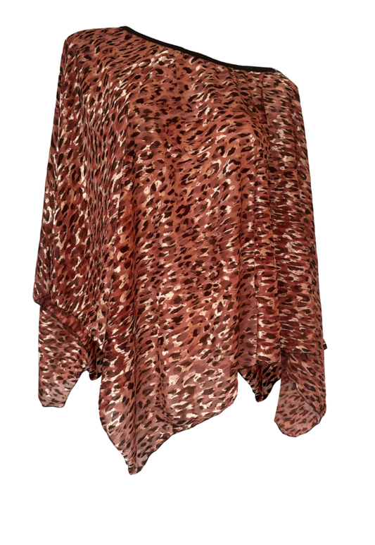 amber leopard mesh poncho
