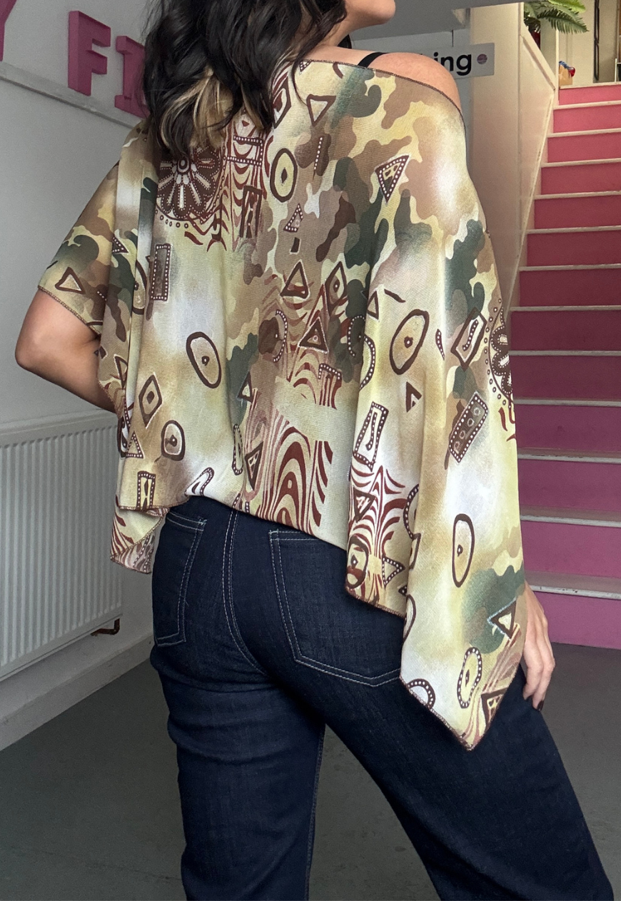 brown swirl poncho