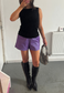 violet bengaline shorts