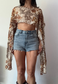 brown floral cape