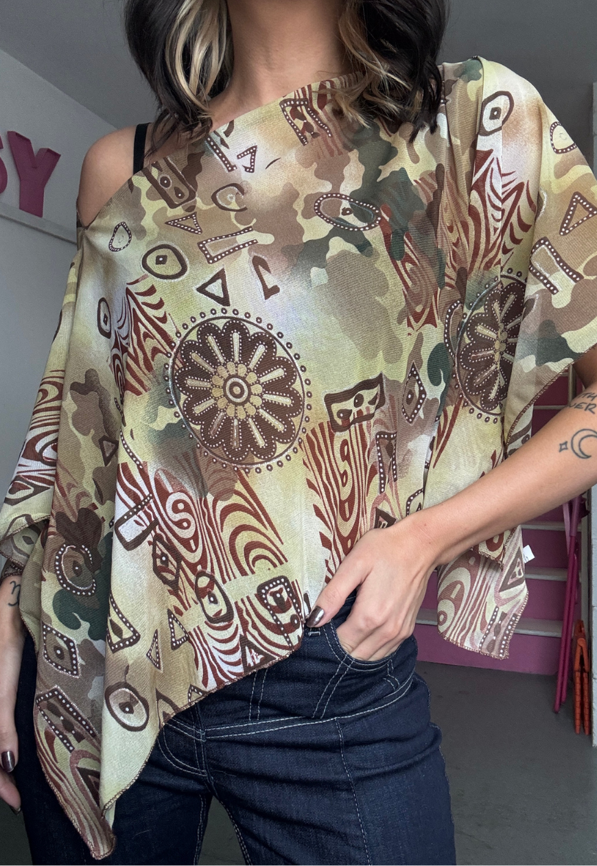 brown swirl poncho