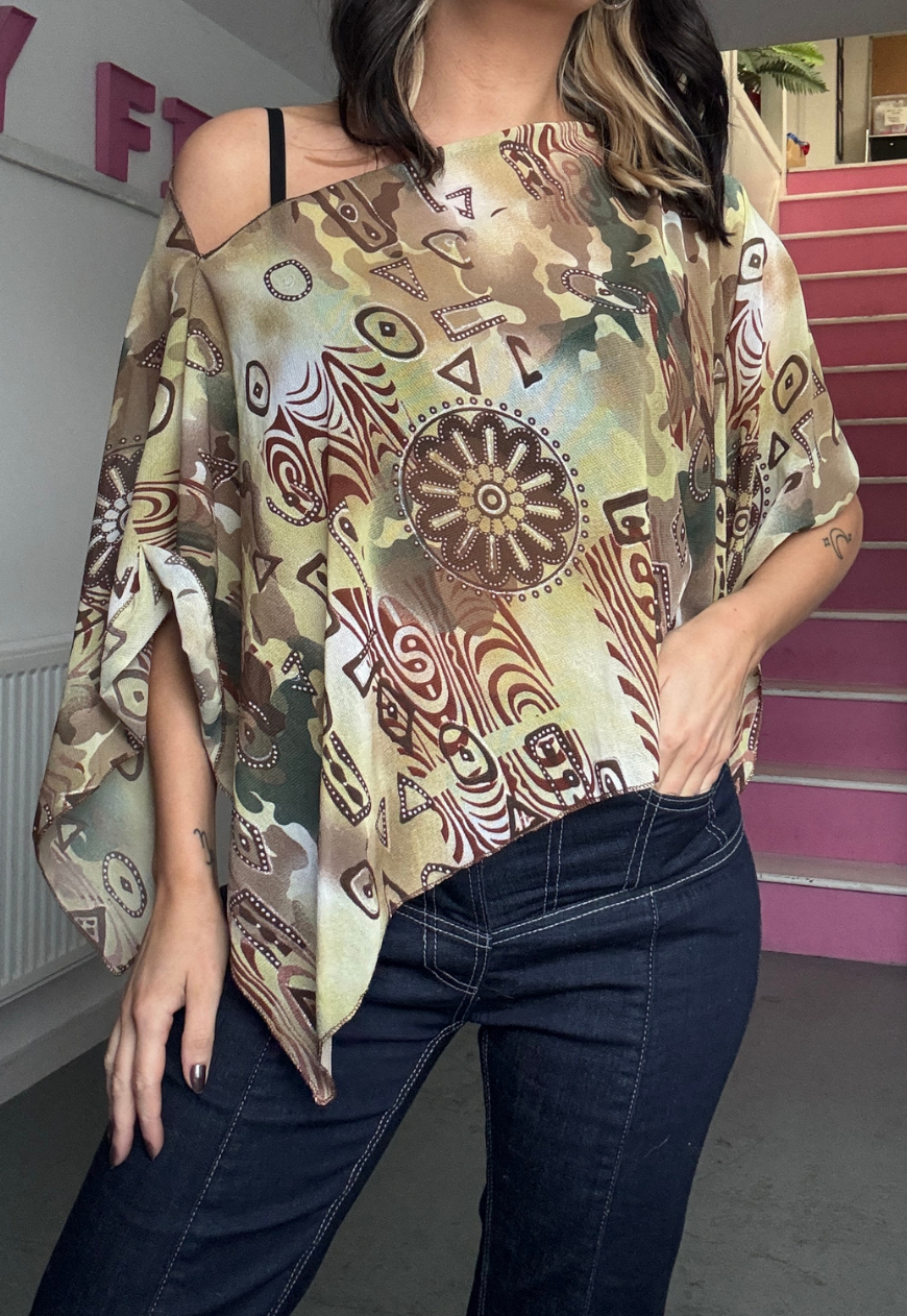 brown swirl poncho