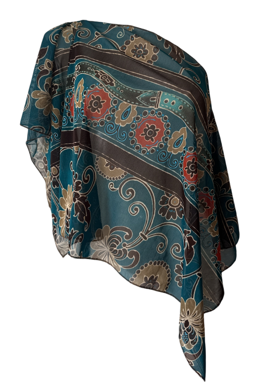 teal western poncho