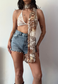 brown floral cape